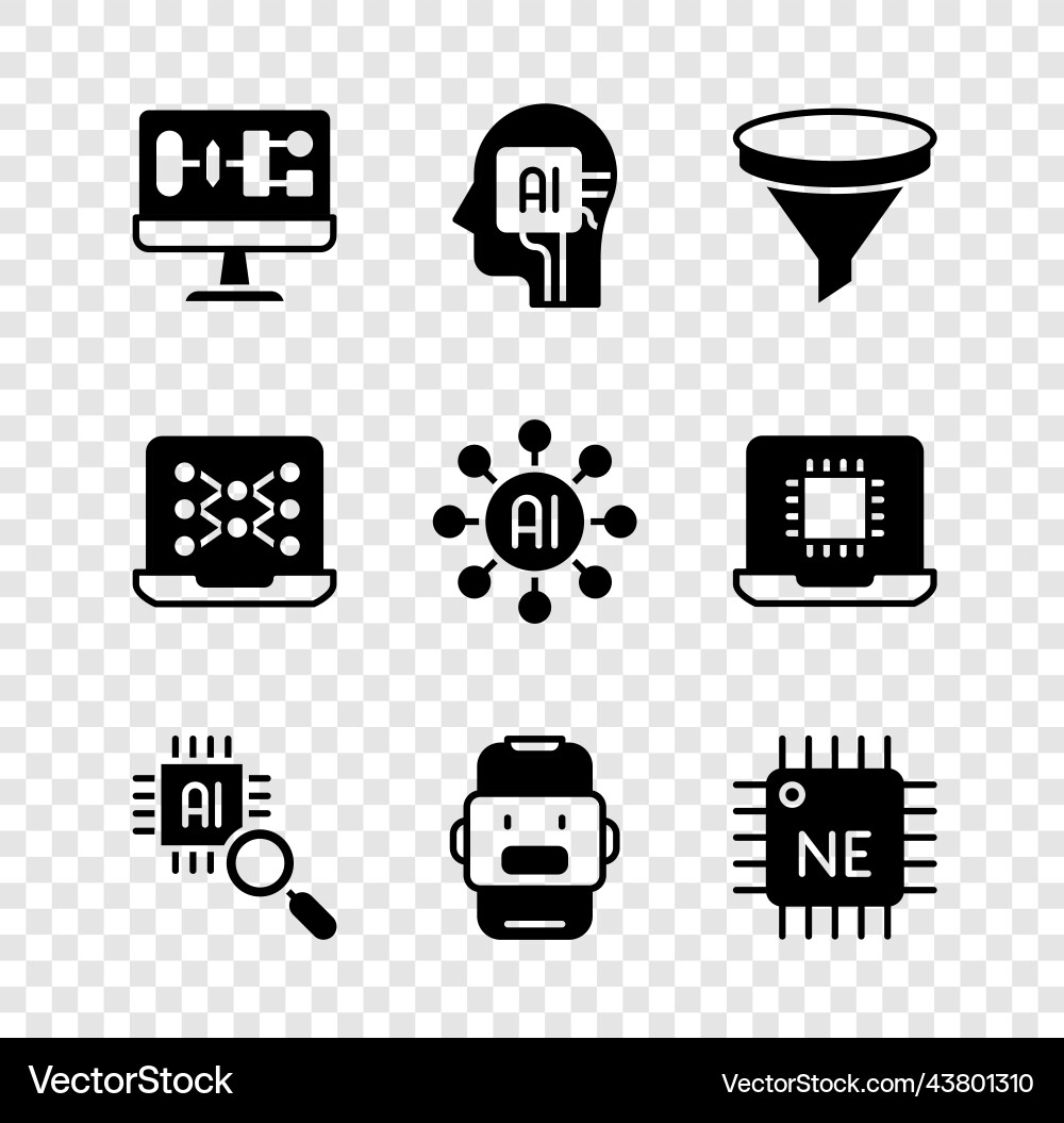 Set algorithm humanoid robot funnel filter Set algorithm humanoid robot funnel filter vector image