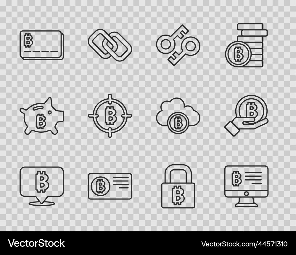 Set line bitcoin mining from monitor Set line bitcoin mining from monitor vector image