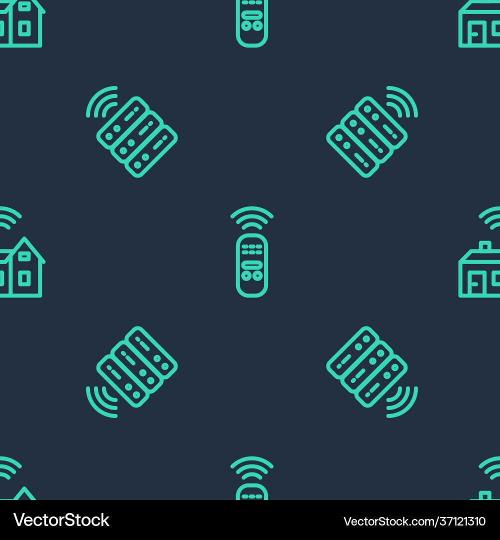 Set line smart remote control server and home Set line smart remote control server and home vector image