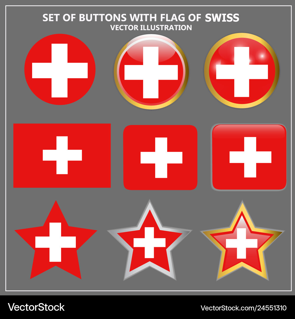 Set of buttons with flag swiss Vector Image