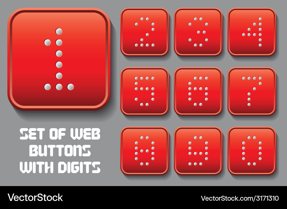 Set of stylized buttons with different digit Vector Image