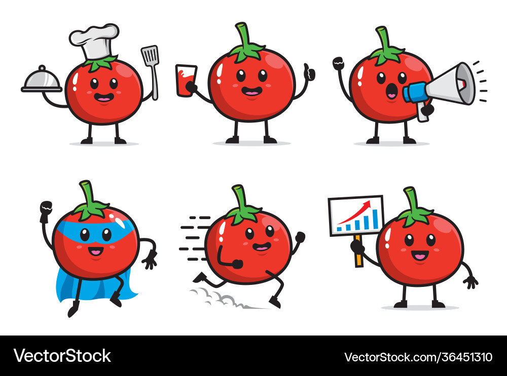 Set tomato character design vector image