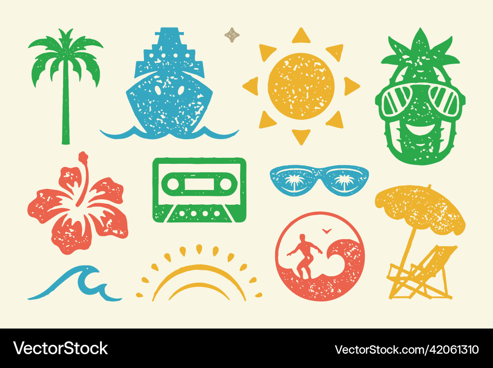 Summer symbols and objects set Summer symbols and objects set vector image