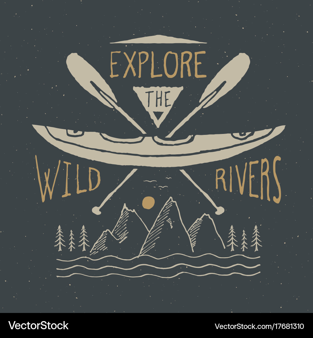 Vintage Kayak & Canoe Label Vector Image