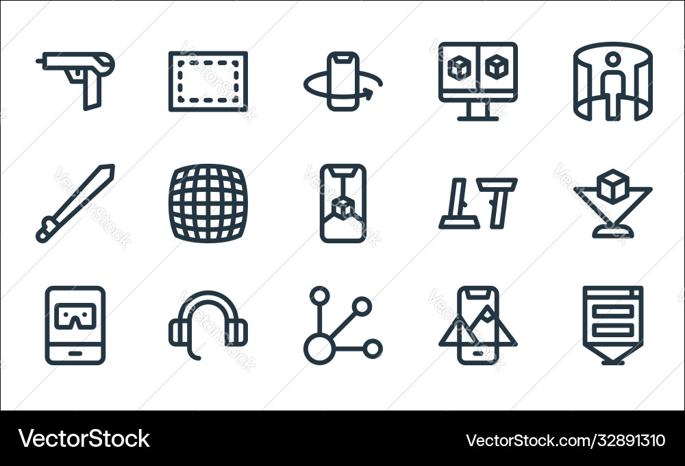 Virtual reality line icons linear set quality Virtual reality line icons linear set quality vector image