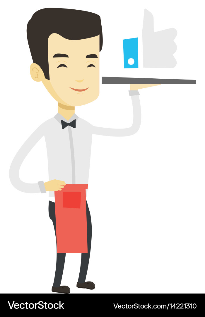 Waiter with Like Button Icon Vector Image