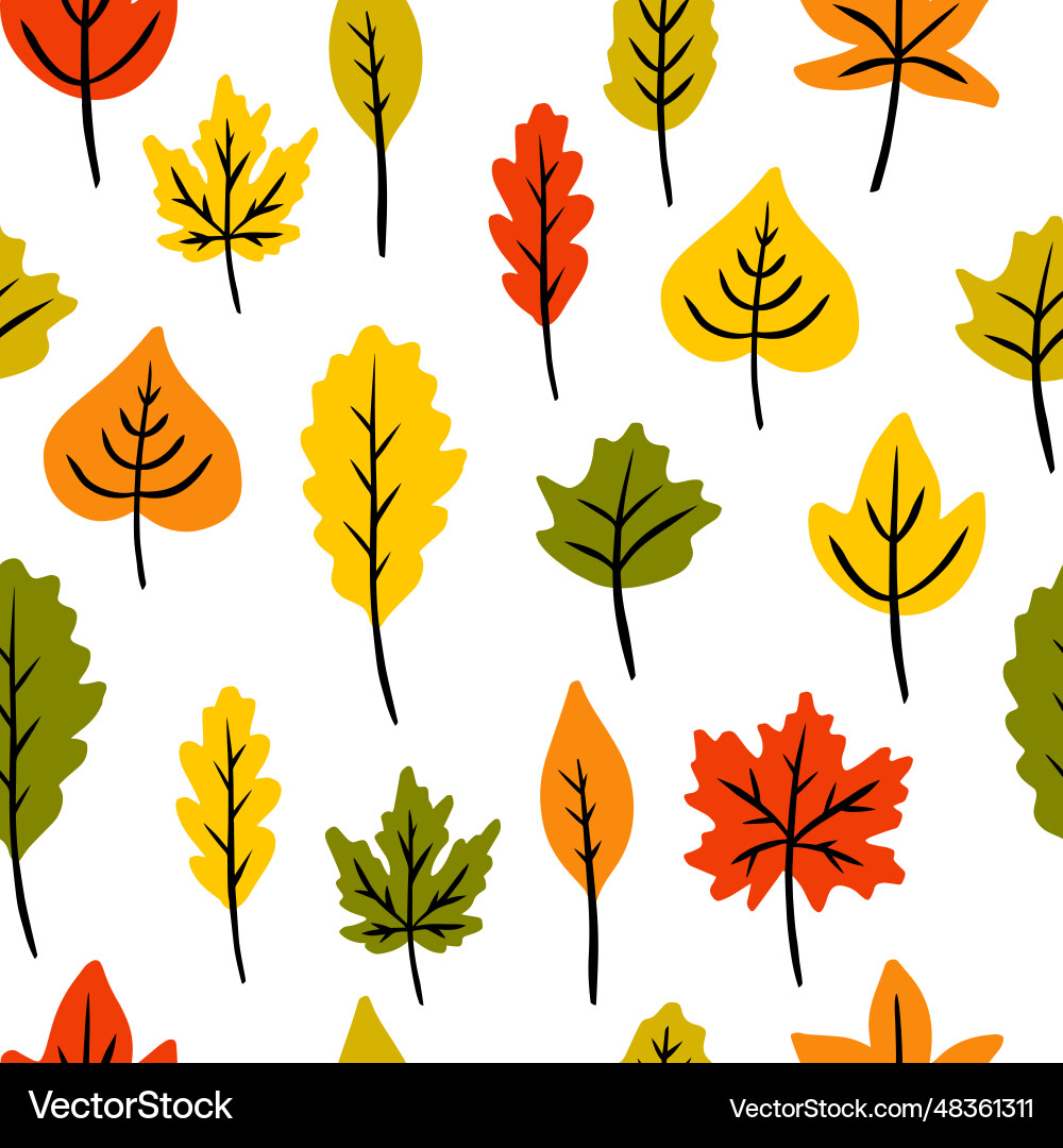 Autumn seamless pattern with different leaves Autumn seamless pattern with different leaves vector image