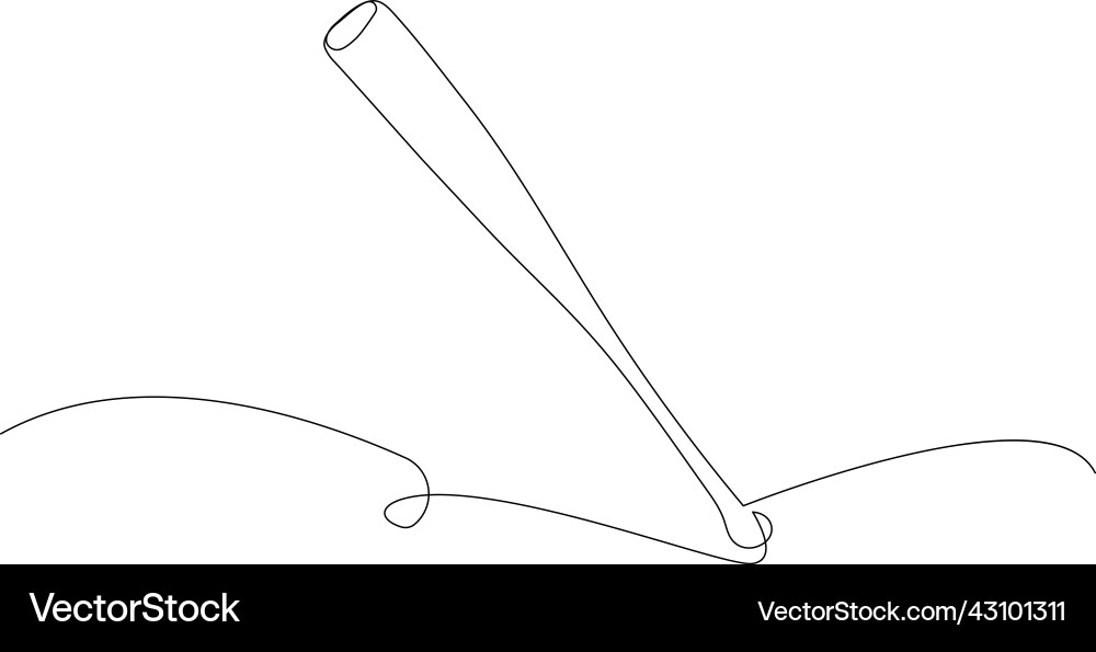 Baseball bat one line art continuous drawing Baseball bat one line art continuous drawing vector image