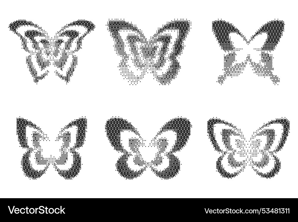 Bitmap Muster abstrakte Schmetterling Formen Halbton Bitmap Muster abstrakte Schmetterling Formen Halbton vektorbild