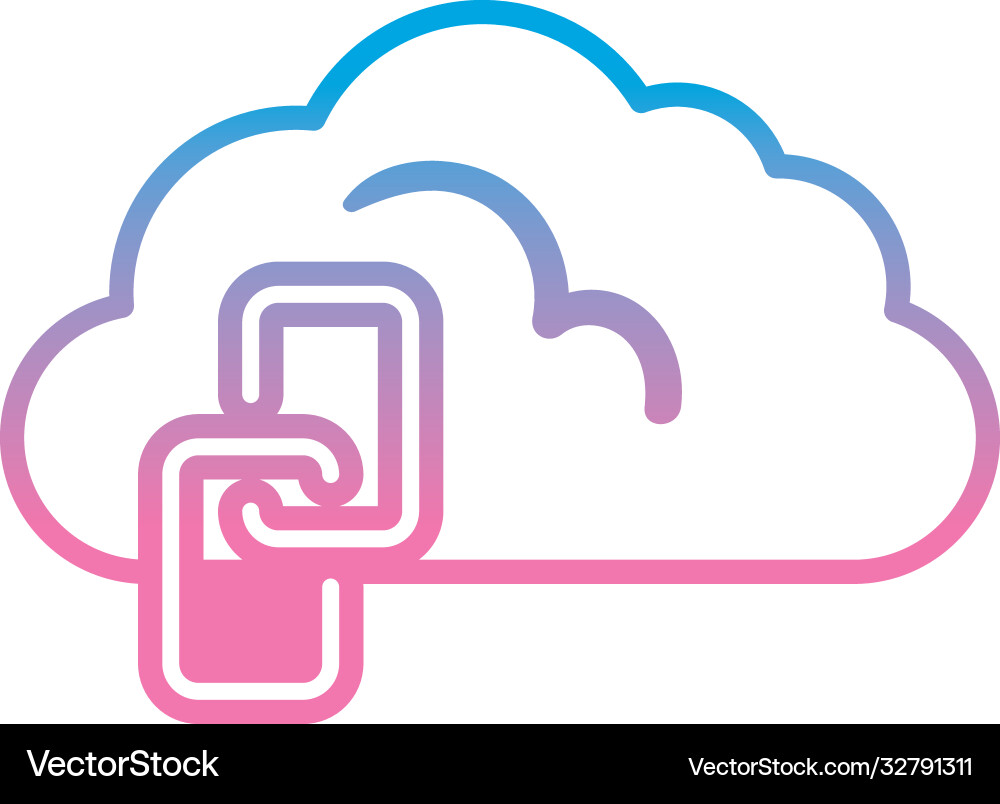 Cloud computing with chain gradient style icon vector image