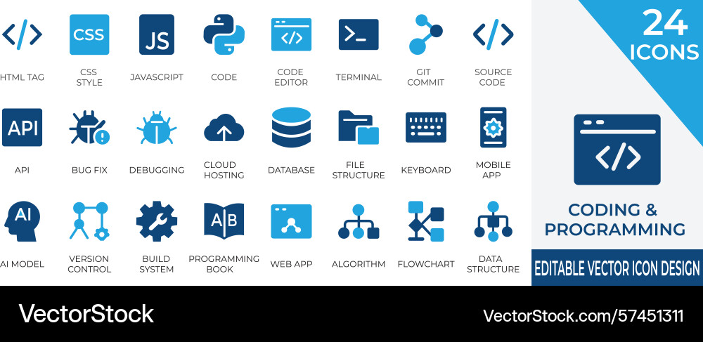 Coding and programming icon collection Coding and programming icon collection vector image