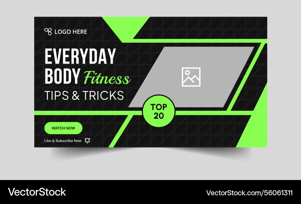Daily exercise tips and tricks vide thumbnail bann vector image