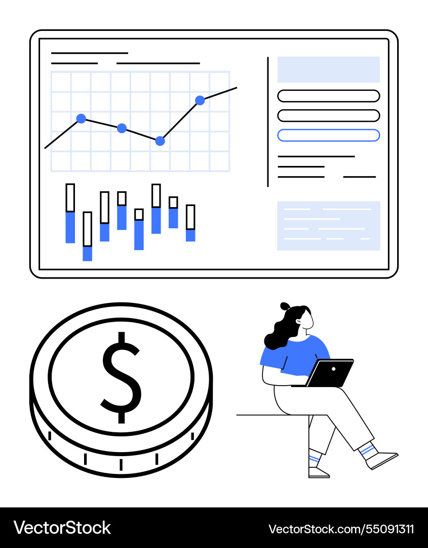 Data analysis with financial charts currency coin Data analysis with financial charts currency coin vector image