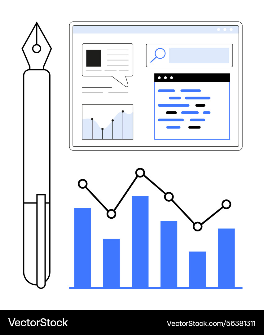 Digital analytics dashboard with graphs charts Digital analytics dashboard with graphs charts vector image