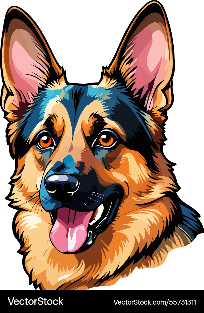 Drohende deutsche Schäferhund Gesichtsikone Drohende deutsche Schäferhund Gesichtsikone vektorbild