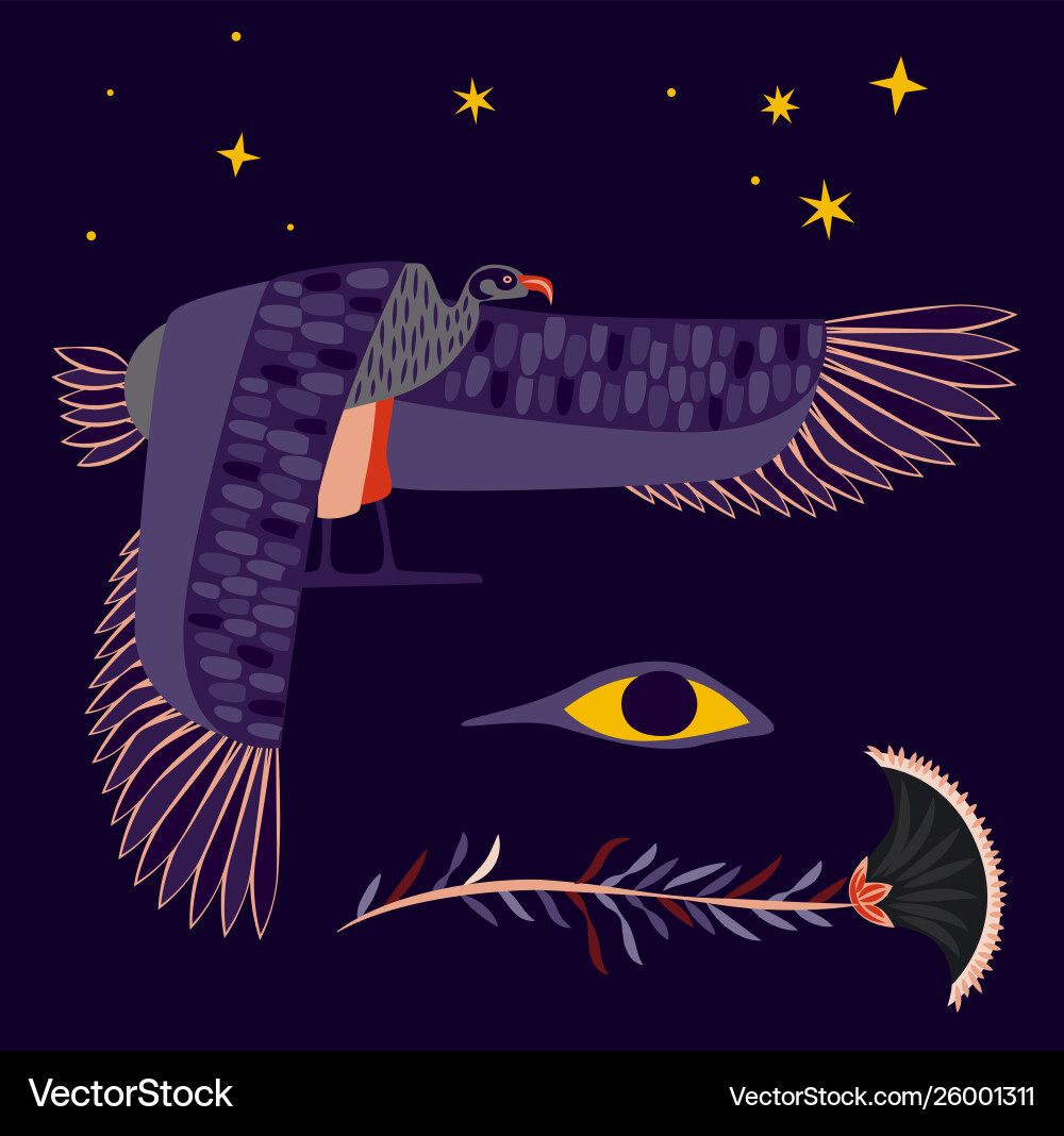 Egypt pattern objects on dark background vector image