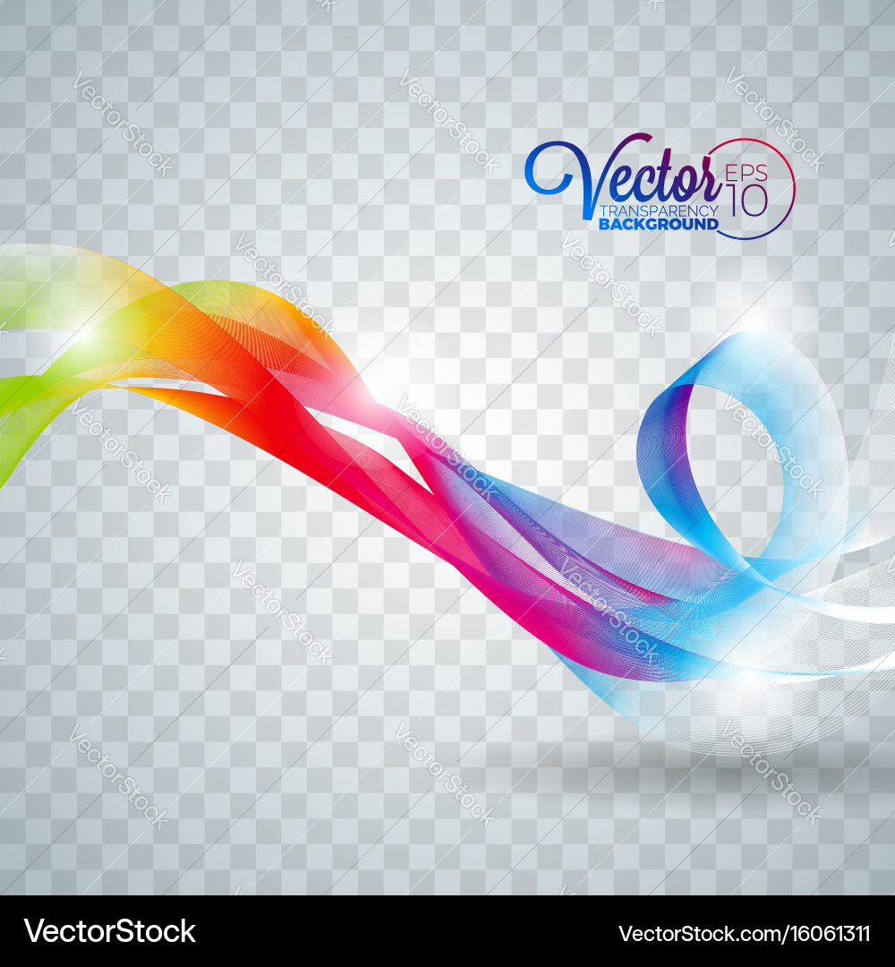 Elegant flowing color wave design on transparent vector image
