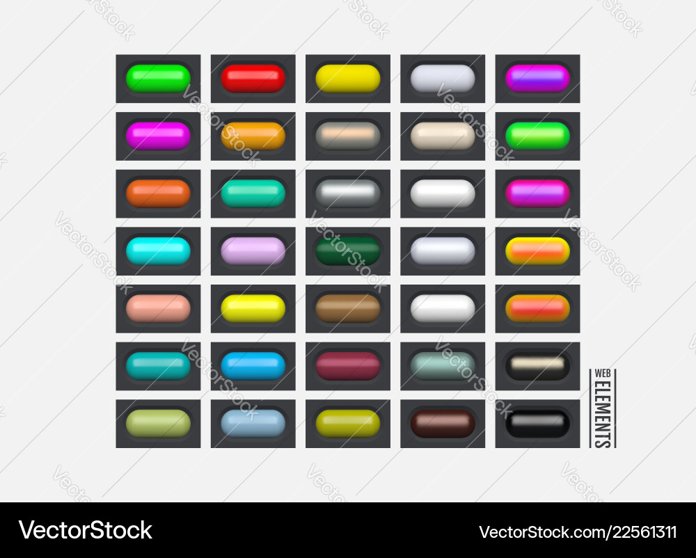 Glossy web elements colored oval buttons 3d icons Glossy web elements colored oval buttons 3d icons vector image