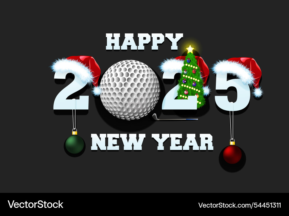 Happy new year 2025 and golf ball Royalty Free Vector Image