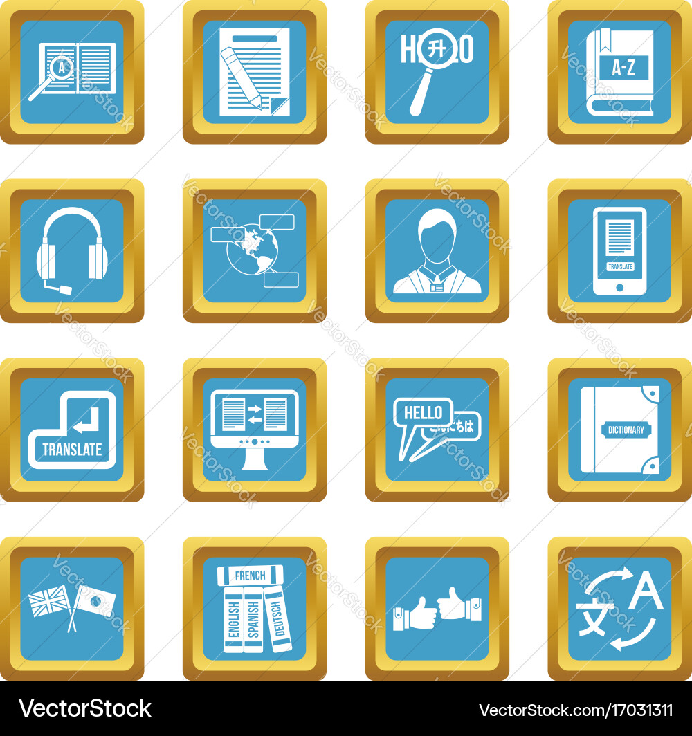 Learning foreign languages icons azure Vector Image