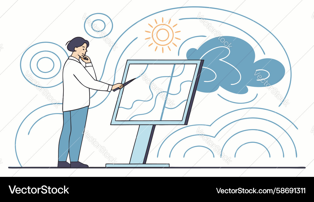 Man explaining climate change data on board Vector Image