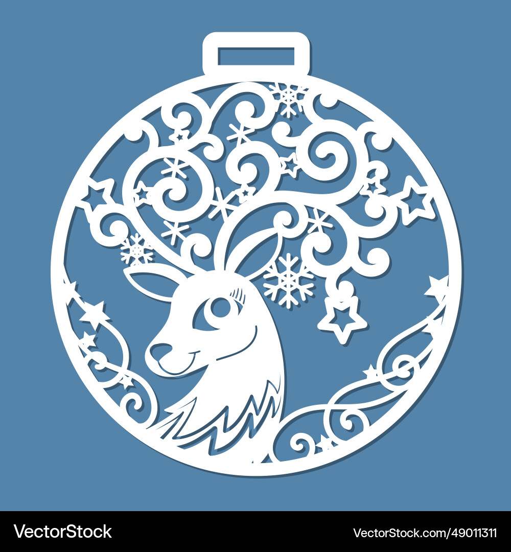 New years ball with a deers head template New years ball with a deers head template vector image
