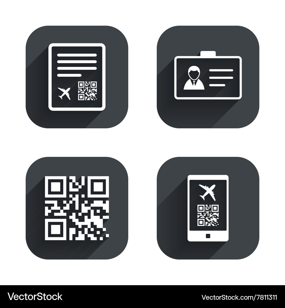 Qr scan code icon boarding pass flight sign Vector Image