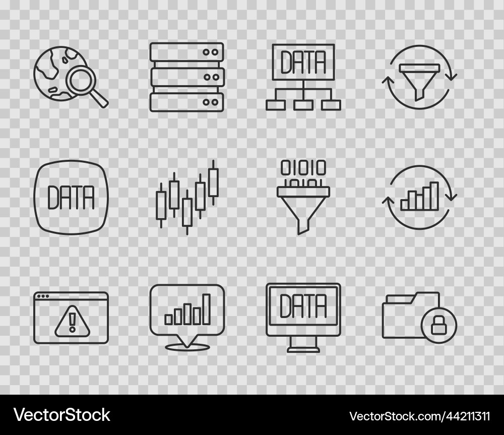 Set line browser with exclamation mark folder Set line browser with exclamation mark folder vector image