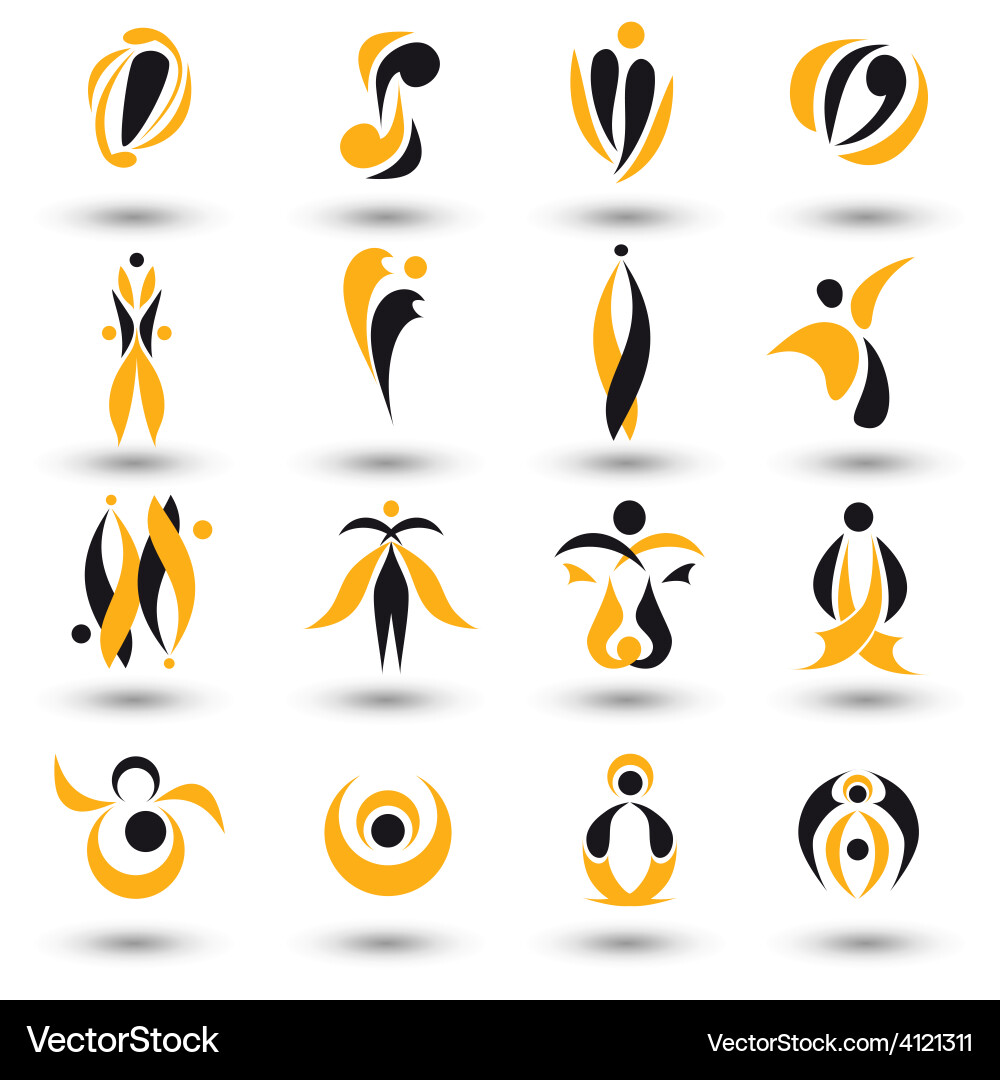 Set of different yellow abstract flat elements vector image