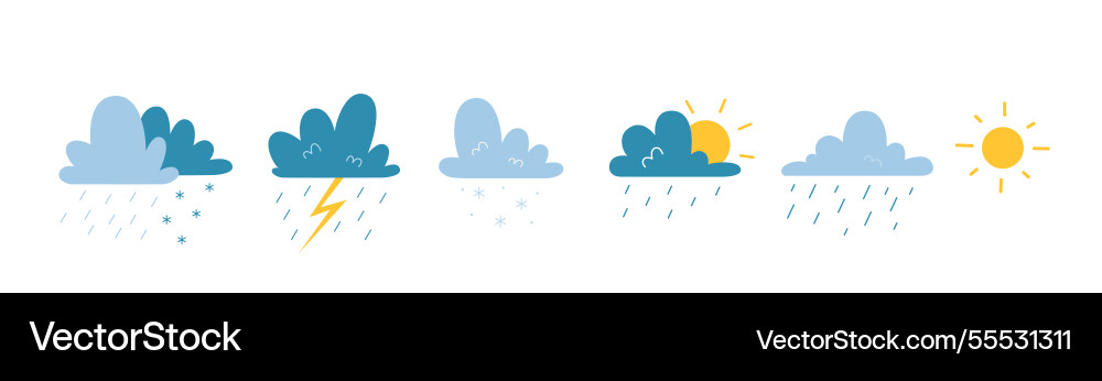 Set of weather icons with different conditions Set of weather icons with different conditions vector image