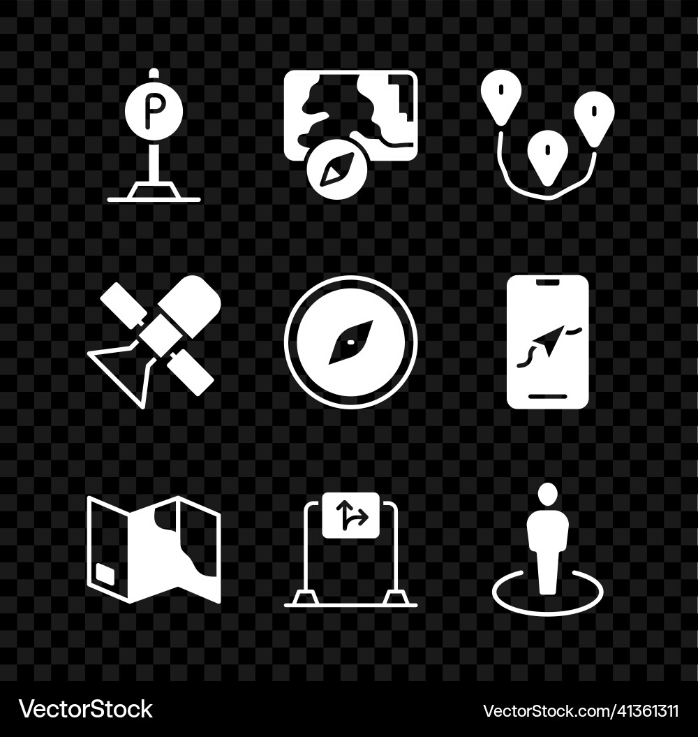 Set parking city map navigation route location Vector Image