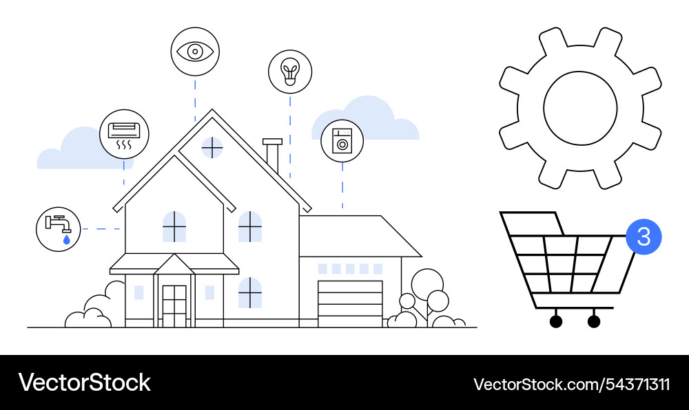 Smart home automation system with connectivity Smart home automation system with connectivity Vector Image