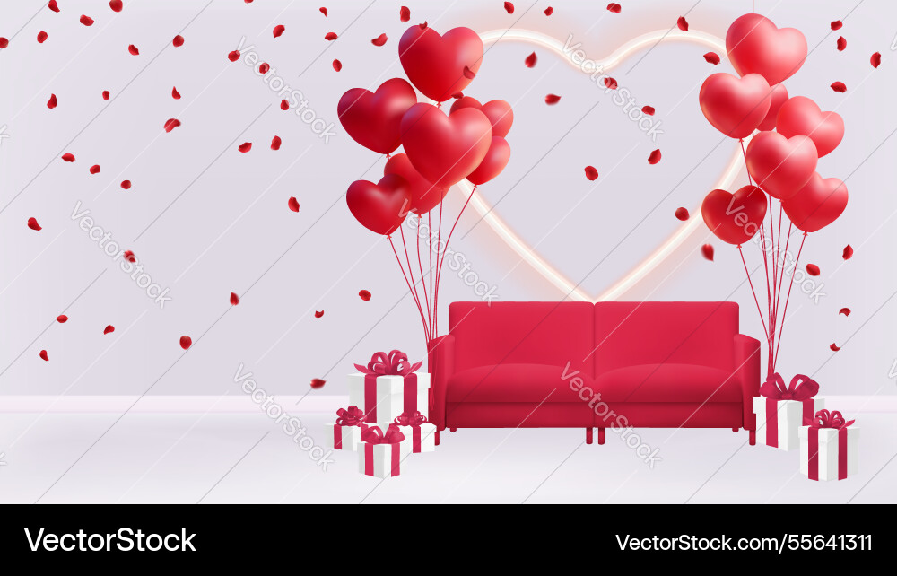 Valentines day abstract background with 3d Vector Image