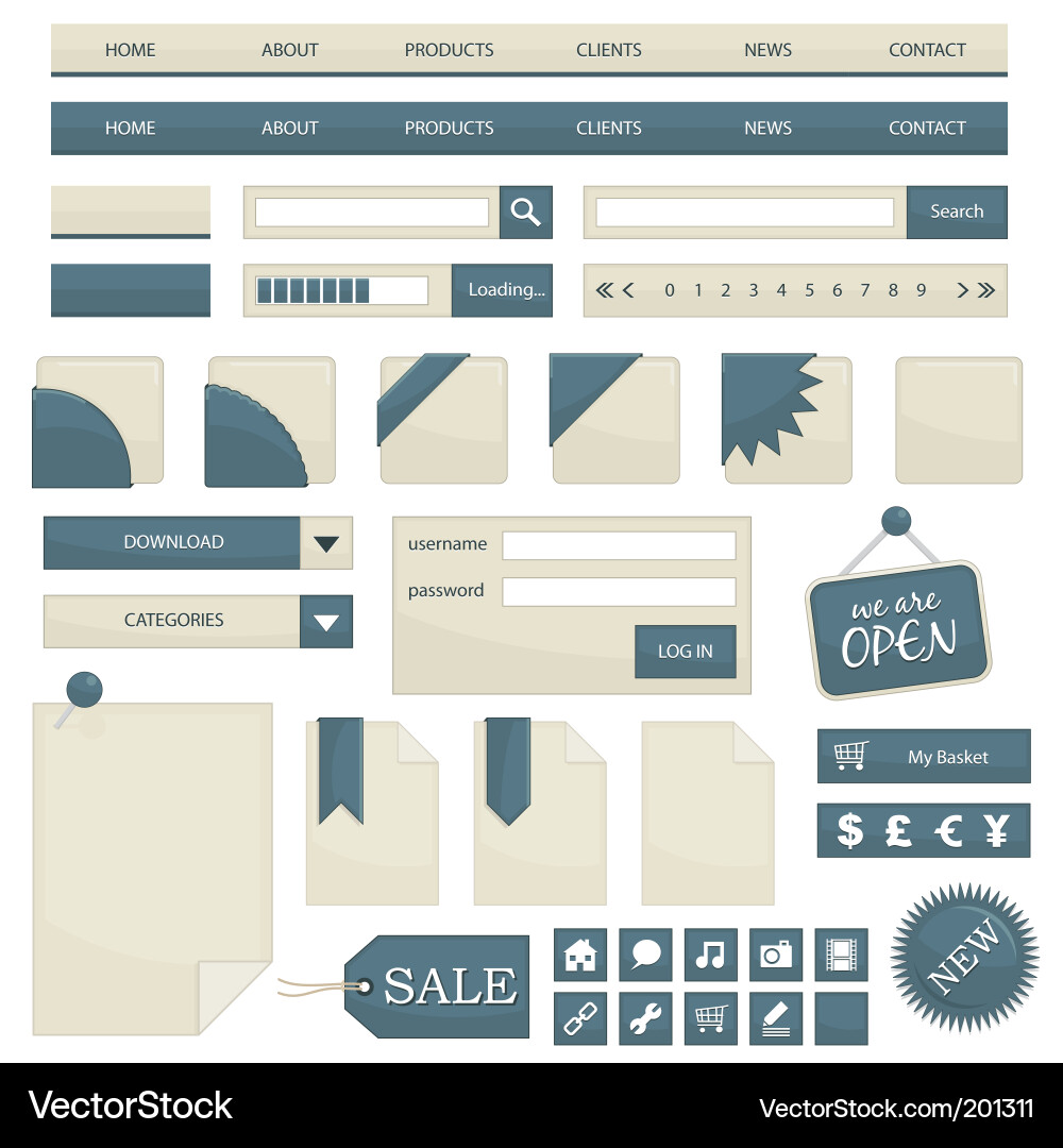 Web Interface Elements vector image