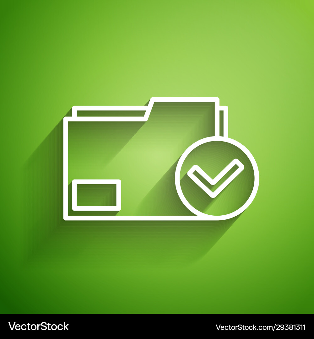 White line document folder and check mark icon White line document folder and check mark icon vector image