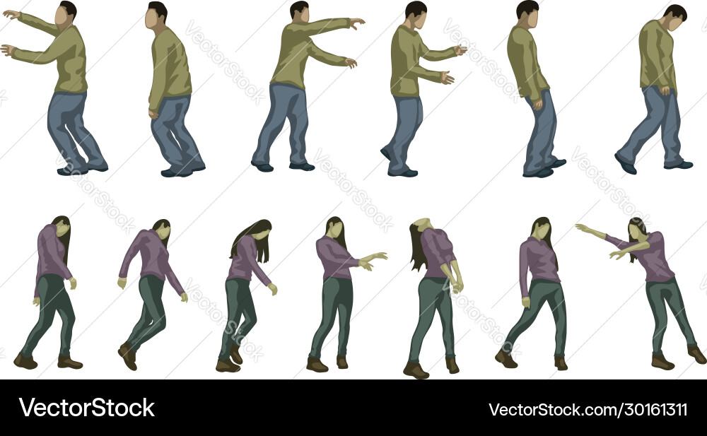 Zombie Set - Horror Figures vector image