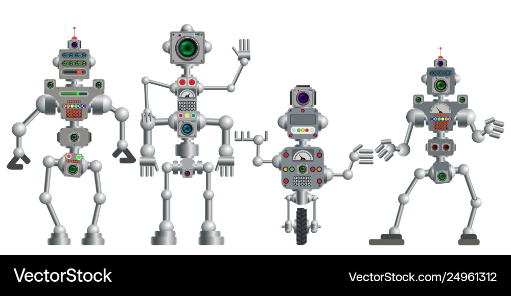 A set various humanoid robots A set various humanoid robots vector image