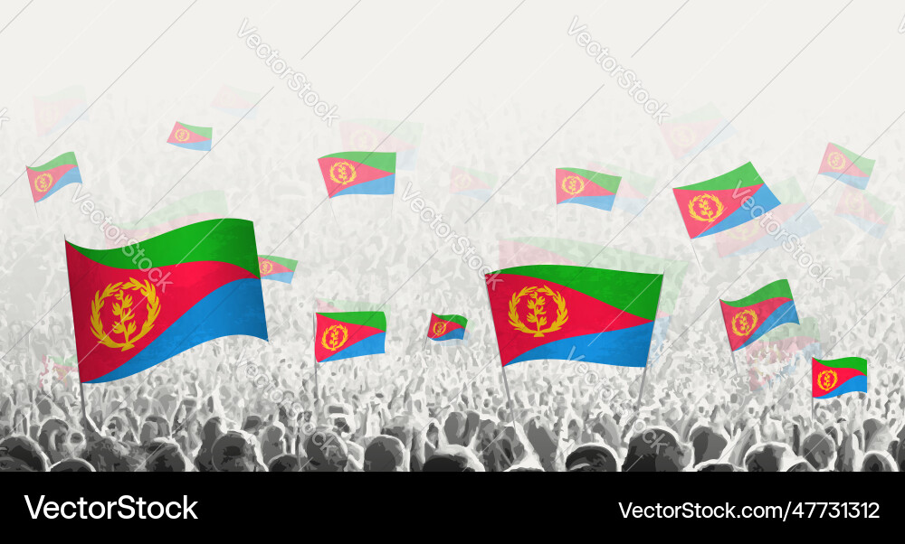 Abstract crowd with flag of eritrea peoples vector image