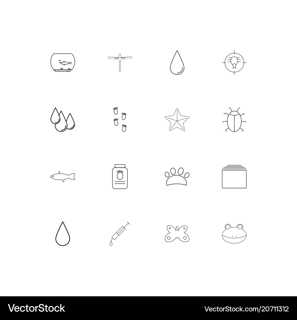 Animals simple linear icons set outlined vector image