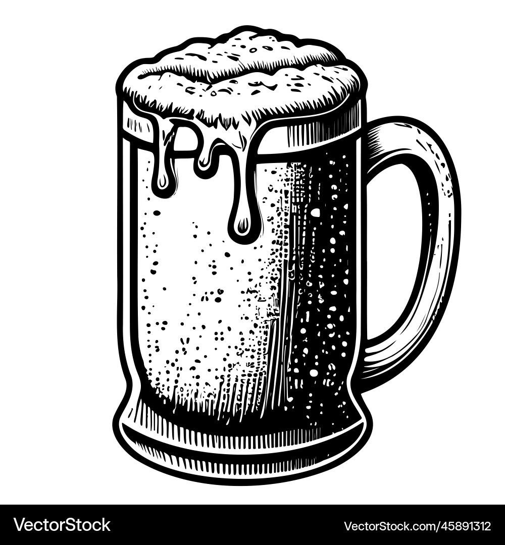 Beer mug vintage hand drawn sketch Beer mug vintage hand drawn sketch vector image
