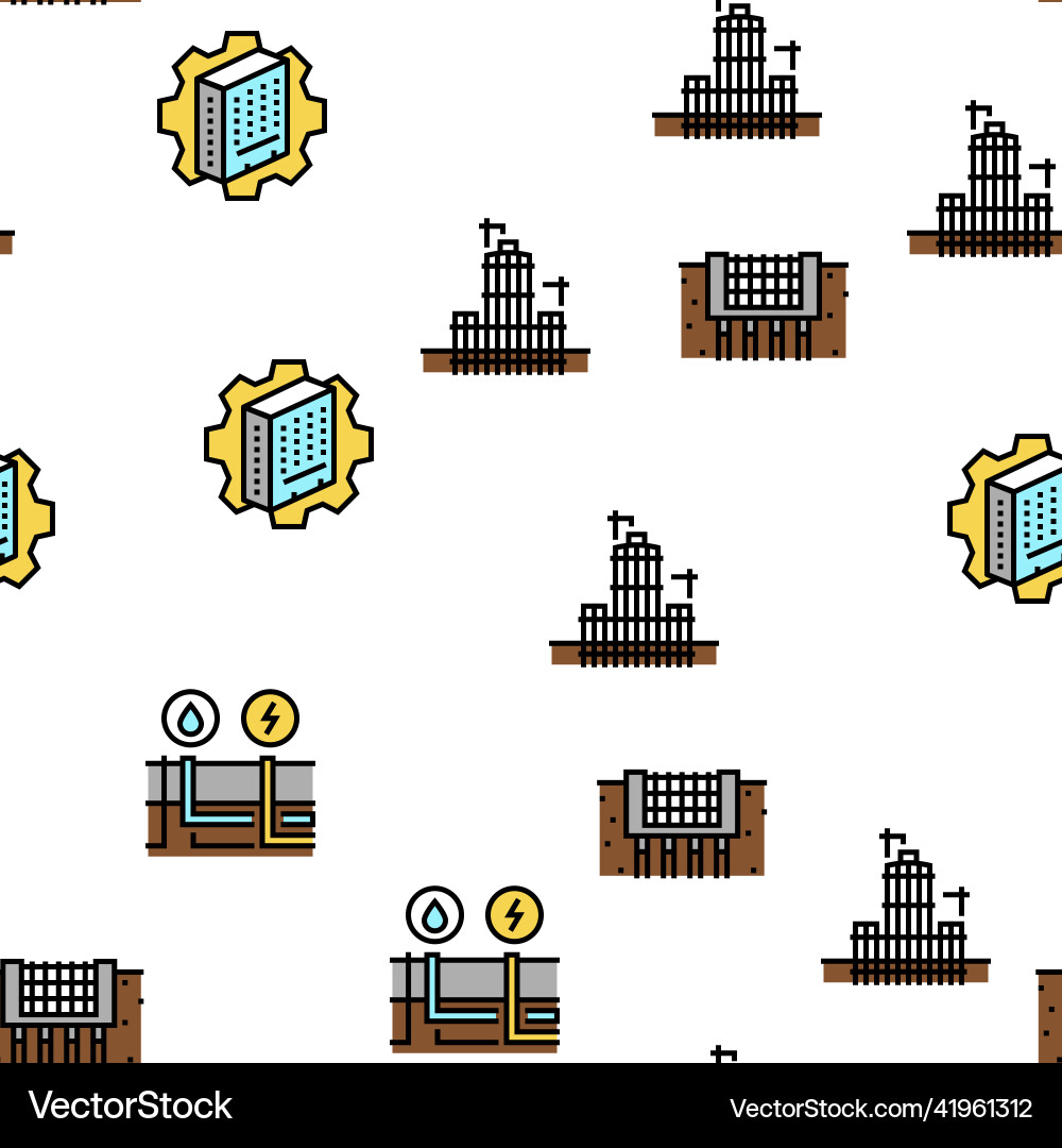 Building construction seamless pattern Vector Image