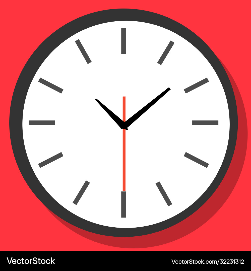 Clock icon in flat style timer on color Clock icon in flat style timer on color vector image
