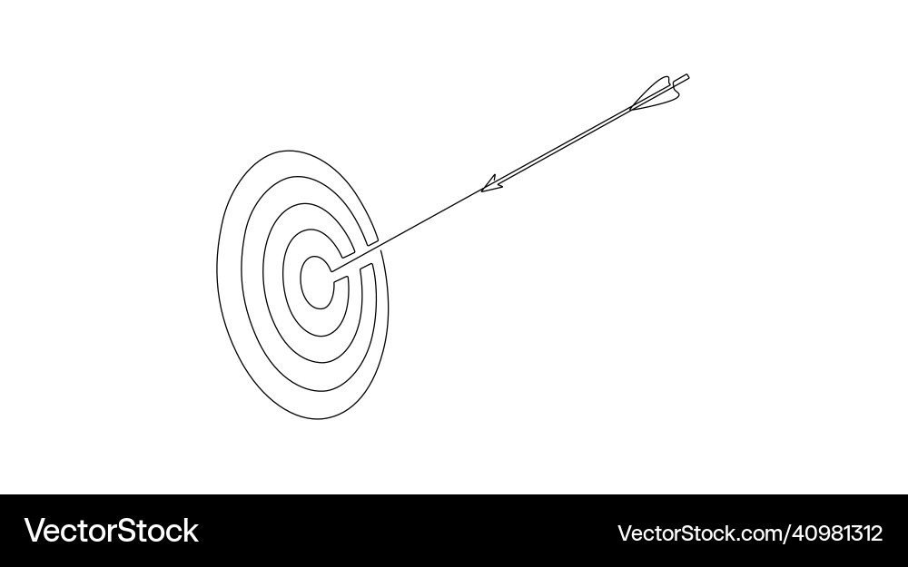 Continuous one line drawing of target with arrow Continuous one line drawing of target with arrow vector image
