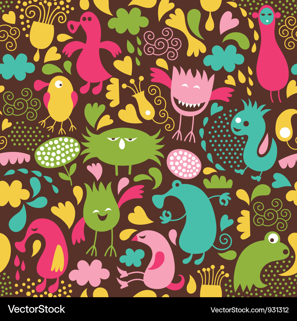 Cute Monster Pattern vector image