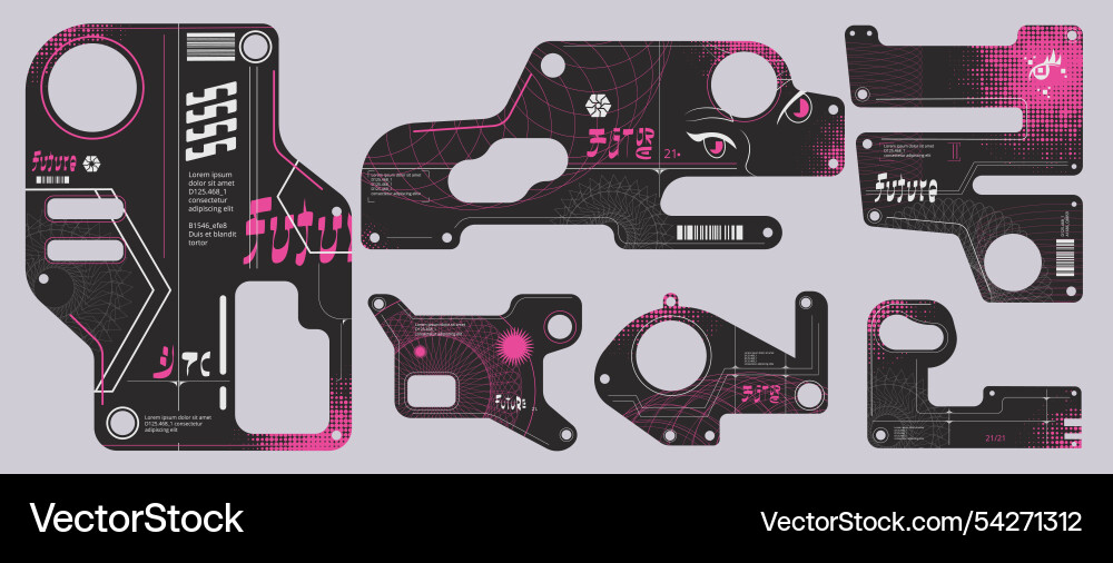 Cyberpunk Tech Frames - Y2K Style vector image