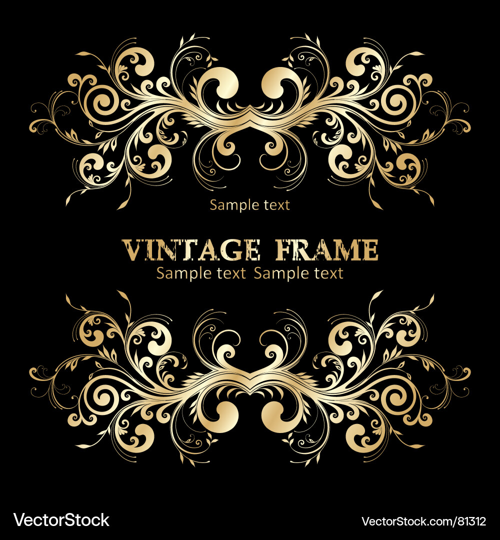 Elegant Gold Floral Frame vector image
