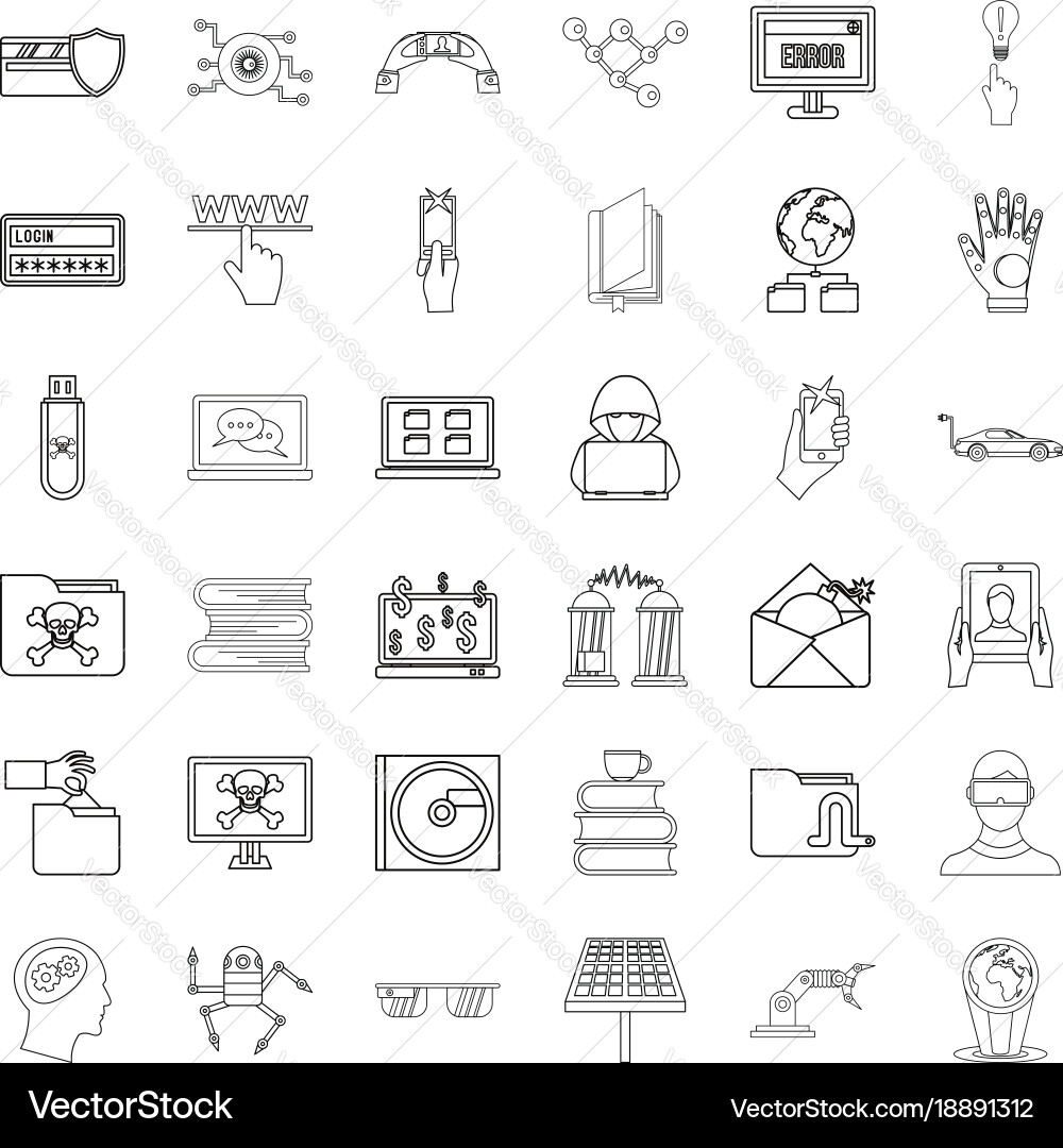 File icons set outline style vector image
