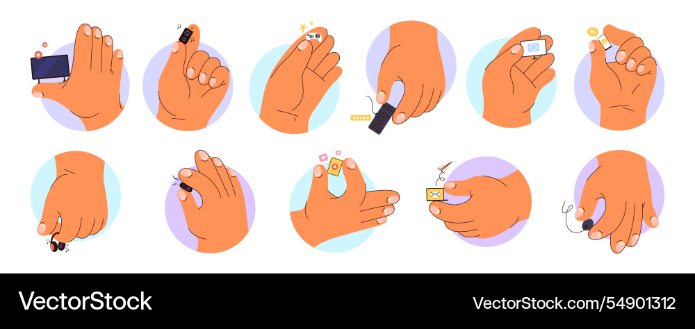 Giant hand holding small devices Giant hand holding small devices vector image