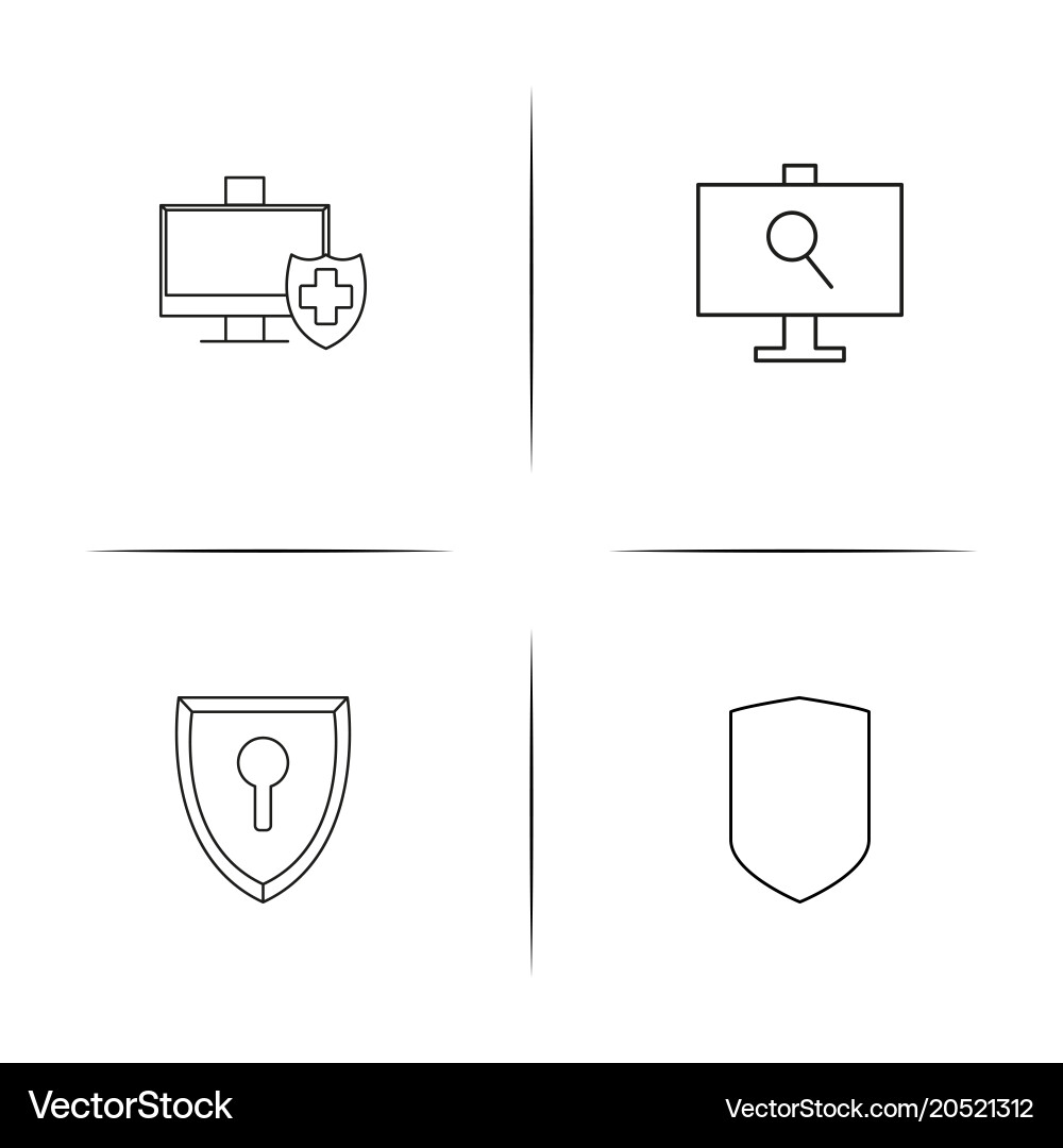 Internet security simple linear icons set vector image