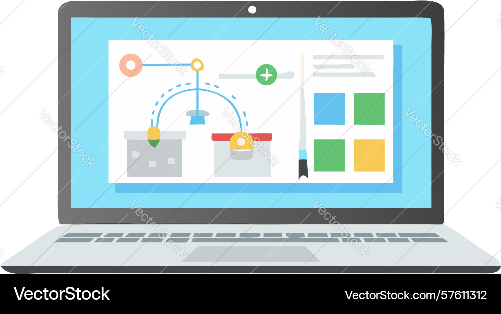 Laptop displaying data dashboard with charts vector image
